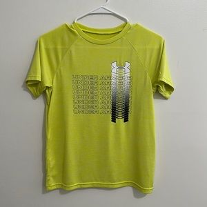 Under Armour Yellow Black White Heat Gear Short Sleeve Tee Boys Youth Large